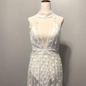 Nasty Gal Polka Dot Bodysuit-Underlay Sleeveless Dress